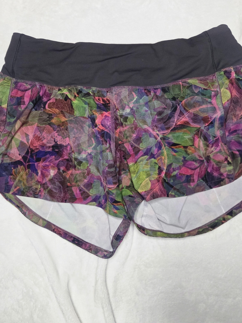 lululemon athletica Black Waistband Multicolor Floral Running Shorts